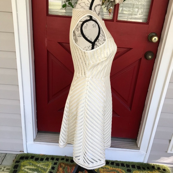 Guess Dresses Guess Ivory Cream Lace Fit Flare Skater Dress Zip
